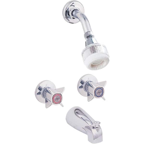 EZ-FLO Basic-N-Brass Collection Compression 2-Handle 2-Spray Tub and Shower Faucet Set in Chrome (Valve Included)