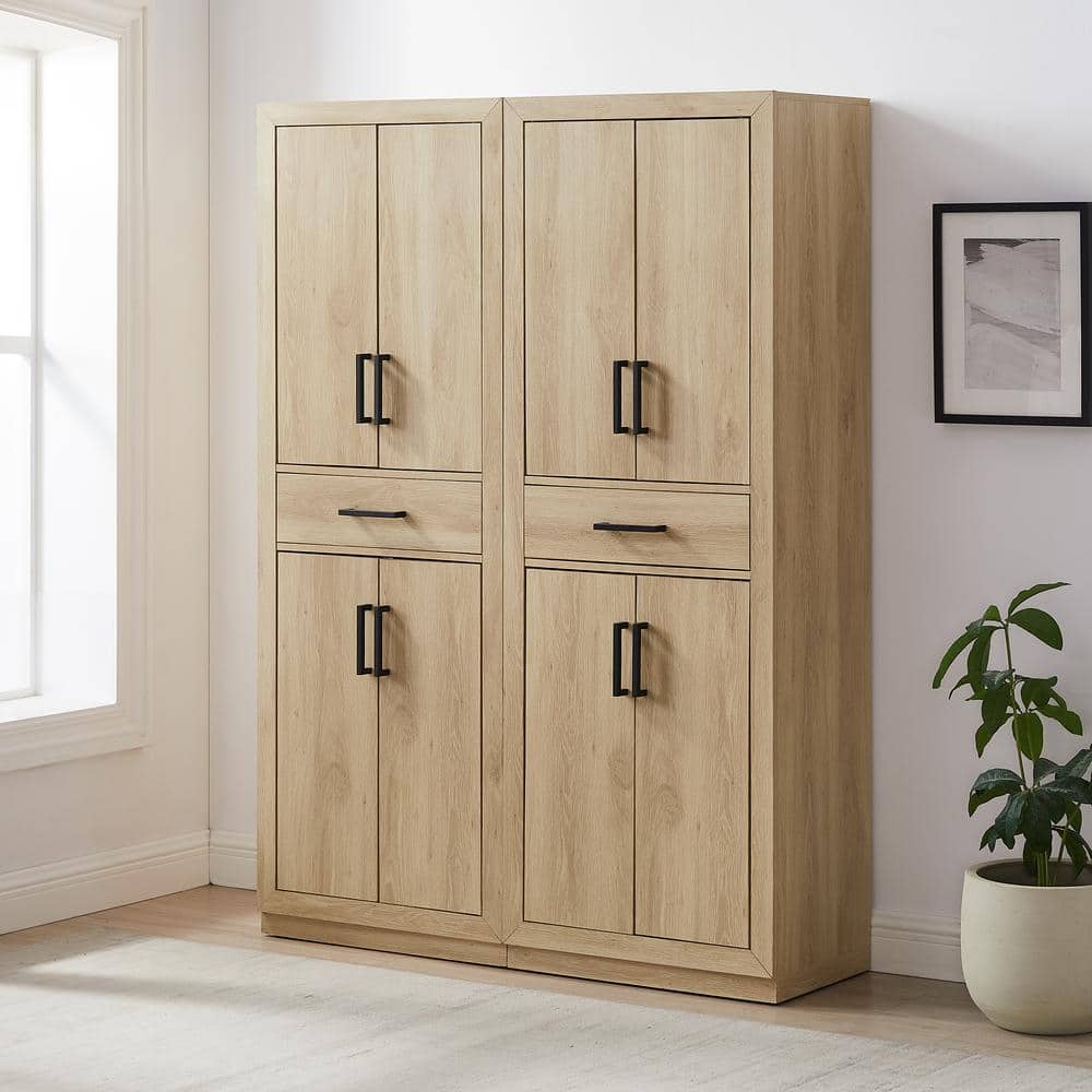 Isla Driftwood 2-Piece Engineered Wood Kitchen Pantry Cabinet Set