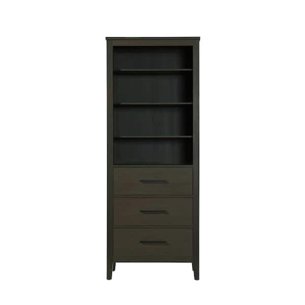 28 in. W x 18 in. D x 72 in. H Mocha Brown Freestanding Linen Cabinet