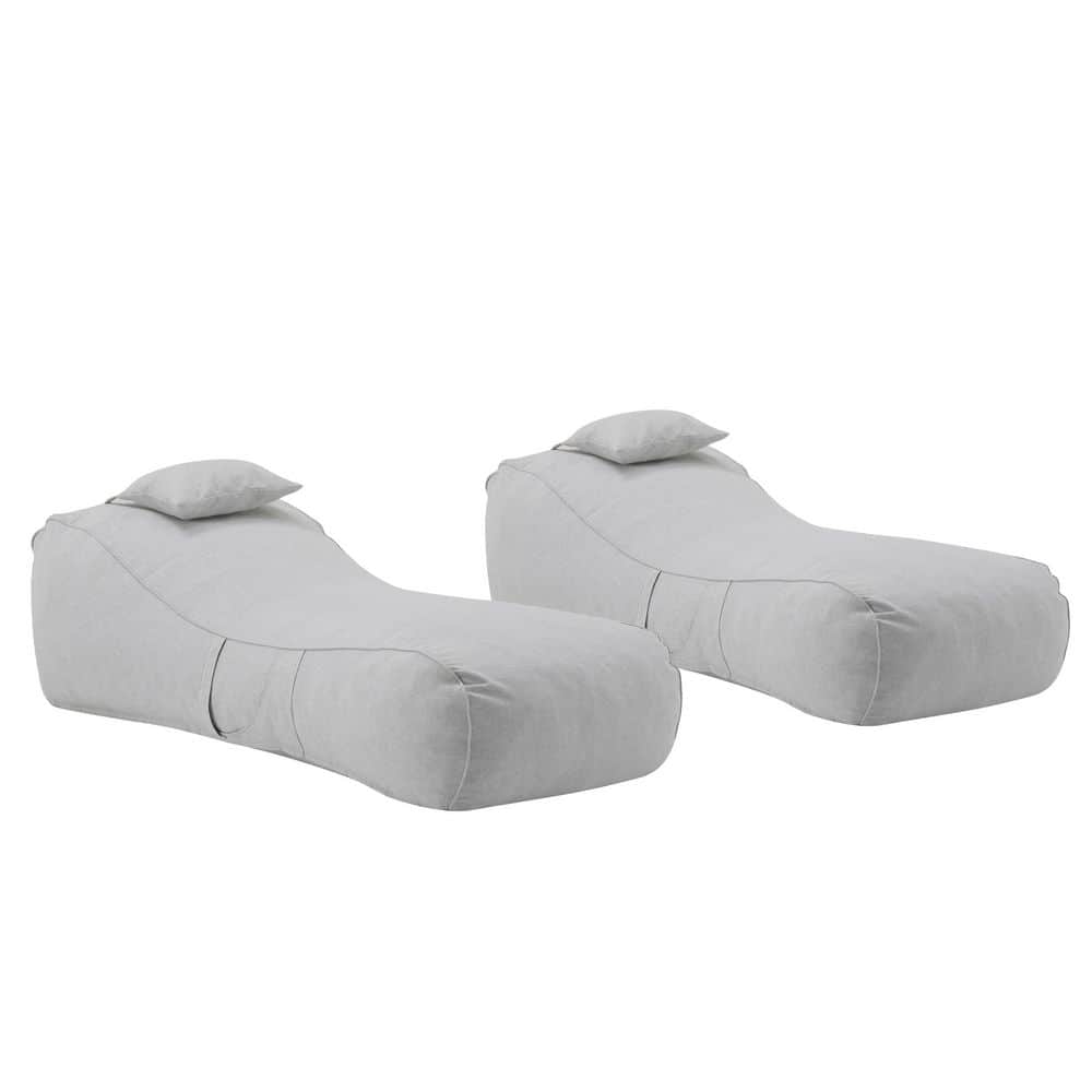 Oscar Light Gray Plastic Olefin Outdoor Bean Bag Lounge Chair (Set of 2) with Pillow price history on PriceWatchPro
