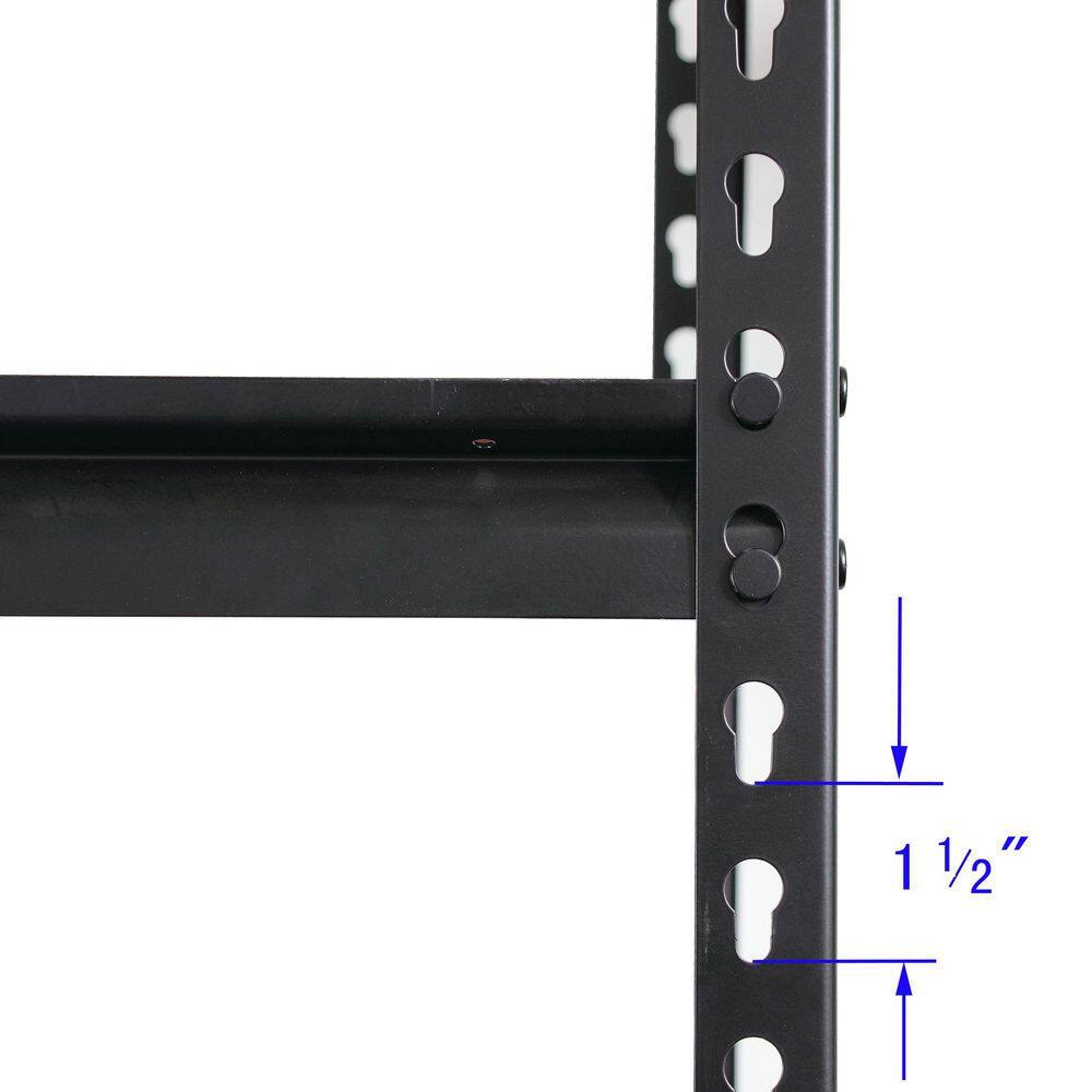 Adjustable 5-Tier Black Metal and Wood Storage Shelving