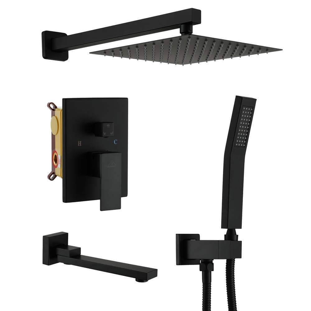 Matte Black Large Square Dual Rain Shower System