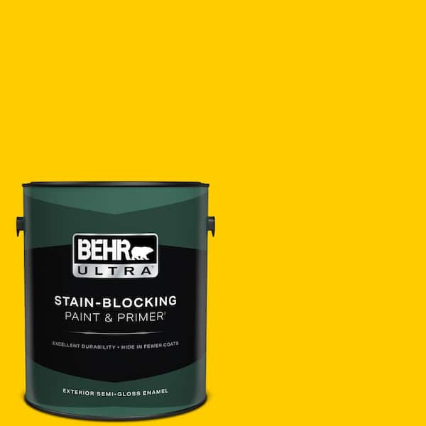 BEHR ULTRA 1 gal. #380B-7 Marigold Semi-Gloss Enamel Exterior Paint & Primer