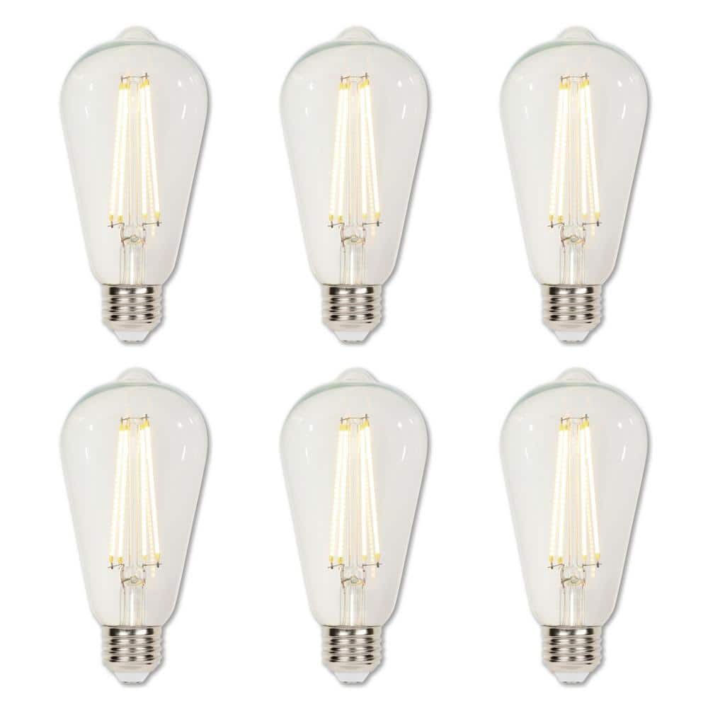 Clear 6-Pack Dimmable LED Filament Bulbs for Commercial Use