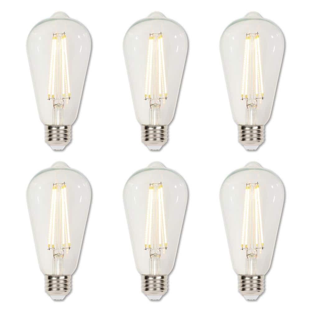 Westinghouse 60-Watt Equivalent ST20 Dimmable Clear E26 Edison Filament LED Light Bulb 3000K (6-Pack) -  5262020