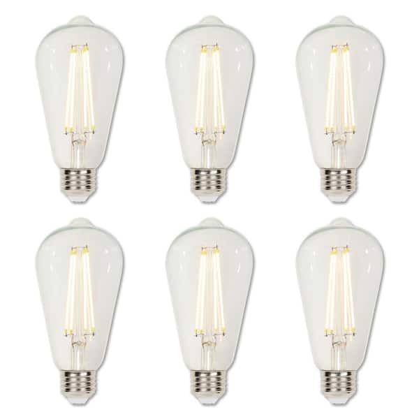 Westinghouse 60-Watt Equivalent ST20 Dimmable Clear E26 Edison Filament LED Light Bulb 3000K (6-Pack)