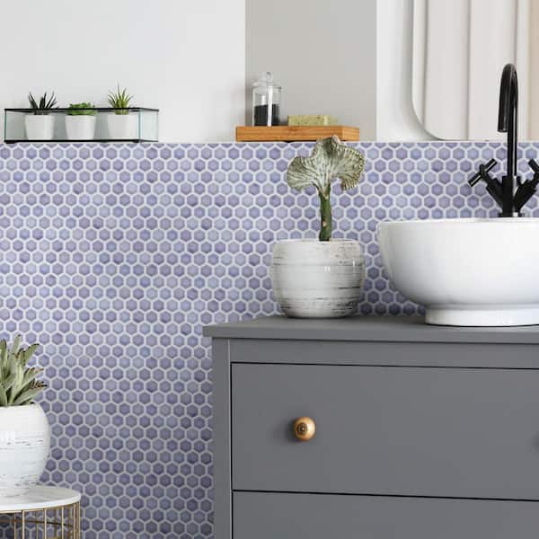 Hudson 1 in. Hex Lavender 11-7/8 in. x 13-1/4 in. Porcelain Mosaic Tile (11.2 sq. ft./Case)