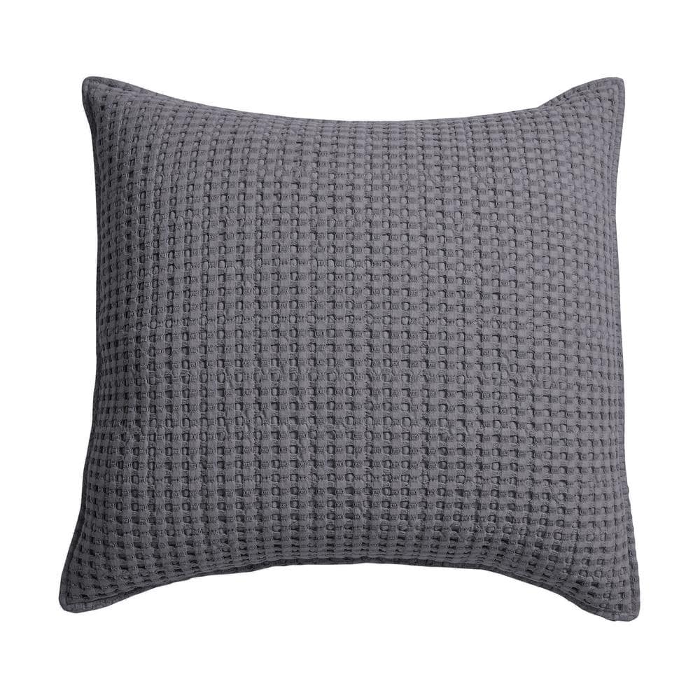 LEVTEX HOME Mills Waffle Charcoal 20 in. x 20 in. Throw Pillow L20630P