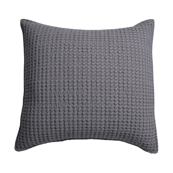 LEVTEX HOME Mills Waffle Charcoal 20 in. x 20 in. Throw Pillow