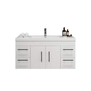 Elsa 47.24 in. W x 19.50 in. D x 22.05 in. H Bathroom Vanity in High Gloss White with White Acrylic Top