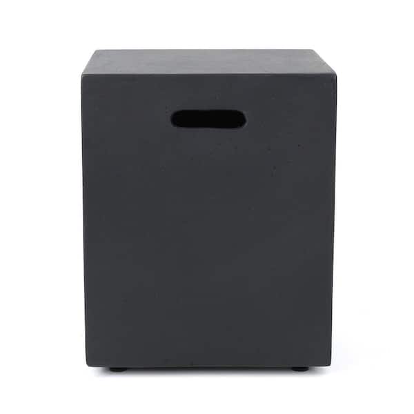 Unbranded Dark Gray Square Magnesium Oxide Outdoor Propane Tank Cover Table Grill Cover Outdoor Side Table 20.25 in.