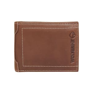 Raider Full Grain Oil Tan Leather Bifold Wallet with Wing in Brown