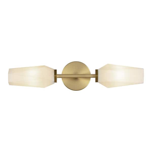 Krysta 20-in 2 Light 40-Watt Brushed Gold/Opal Glass Vanity Light
