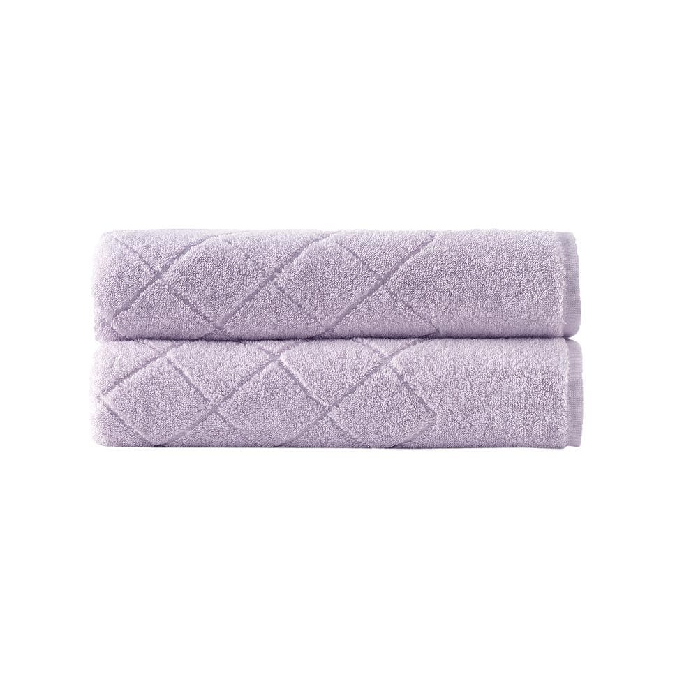 Hotel Style Luxury Textured Bath Towel Turkish Cotton - Set of 2 - Lavender