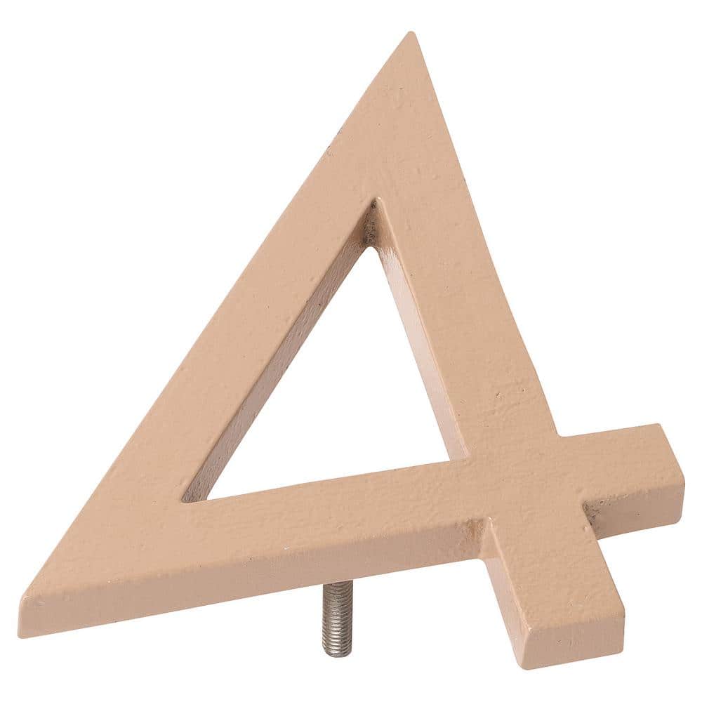 4 in. Taupe Aluminum Floating or Flat Modern House Number 4 product image for price tracking
