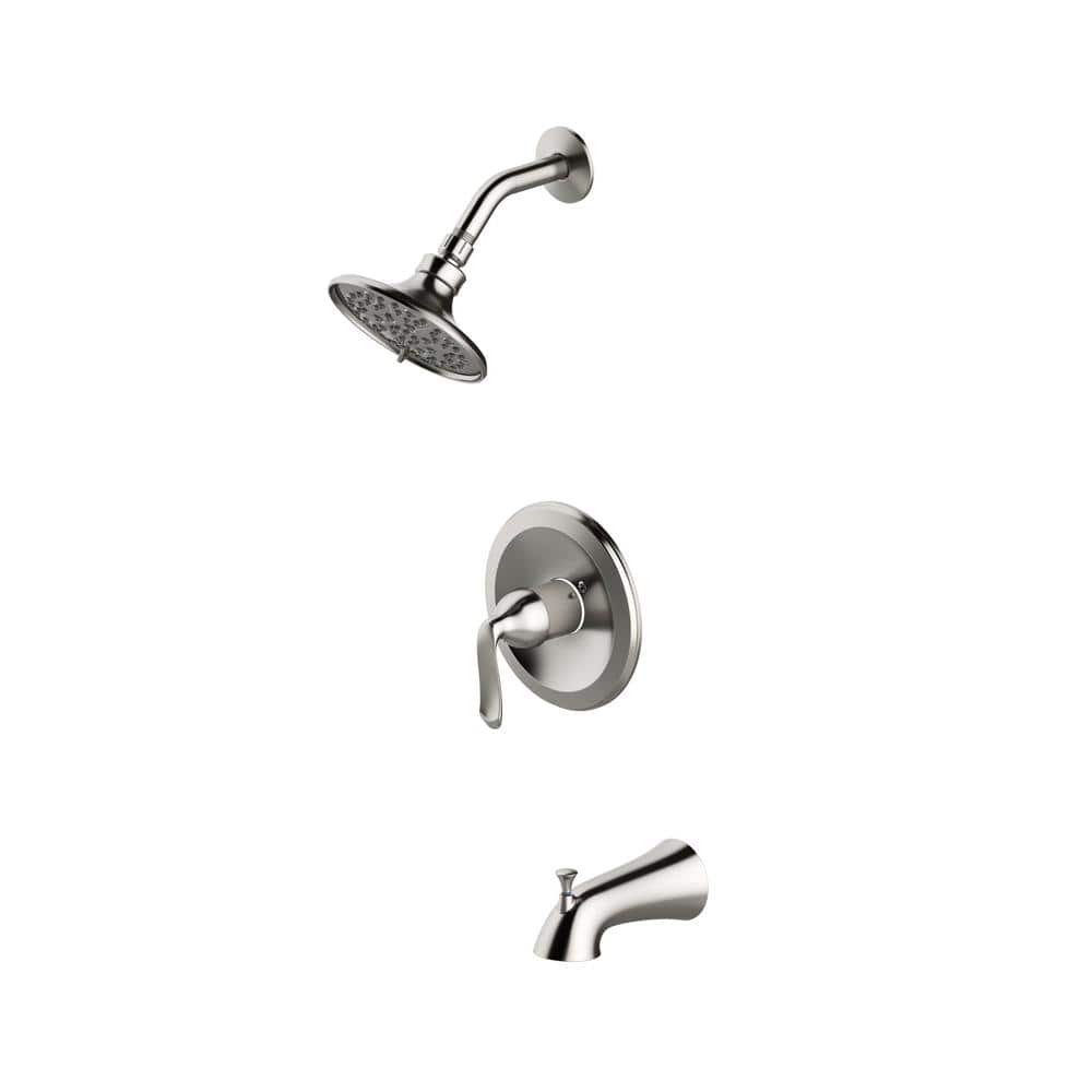 JACUZZI Piccolo Single-Handle 5-Spray Tub and Shower Faucet in Brushed Nickel (Valve Included) -  PV42826