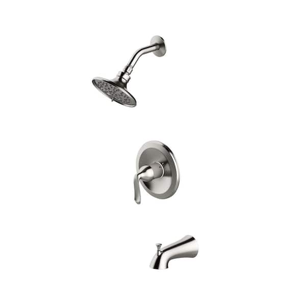 JACUZZI Piccolo Single-Handle 5-Spray Tub and Shower Faucet in Brushed Nickel (Valve Included)