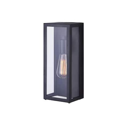 Galia 1-Light Black Outdoor Wall Lantern Sconce with Clear Glass
