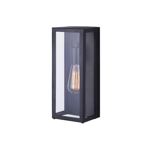 CANARM Galia 1-Light Black Outdoor Wall Lantern Sconce with Clear Glass