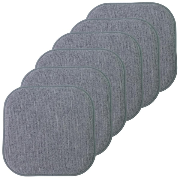 Sweet Home Collection Alexis Blue/Grey 16 in. x 16 in. Non Slip Square Memory Foam Seat Chair Cushion Pads (6-Pack)