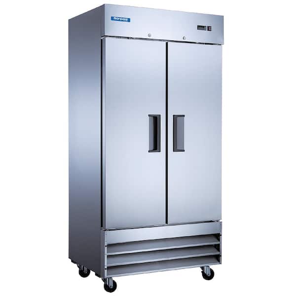 Norpole 27.6 cu. ft. Commercial Auto Defrost Double Door Upright Freezer in Stainless Steel