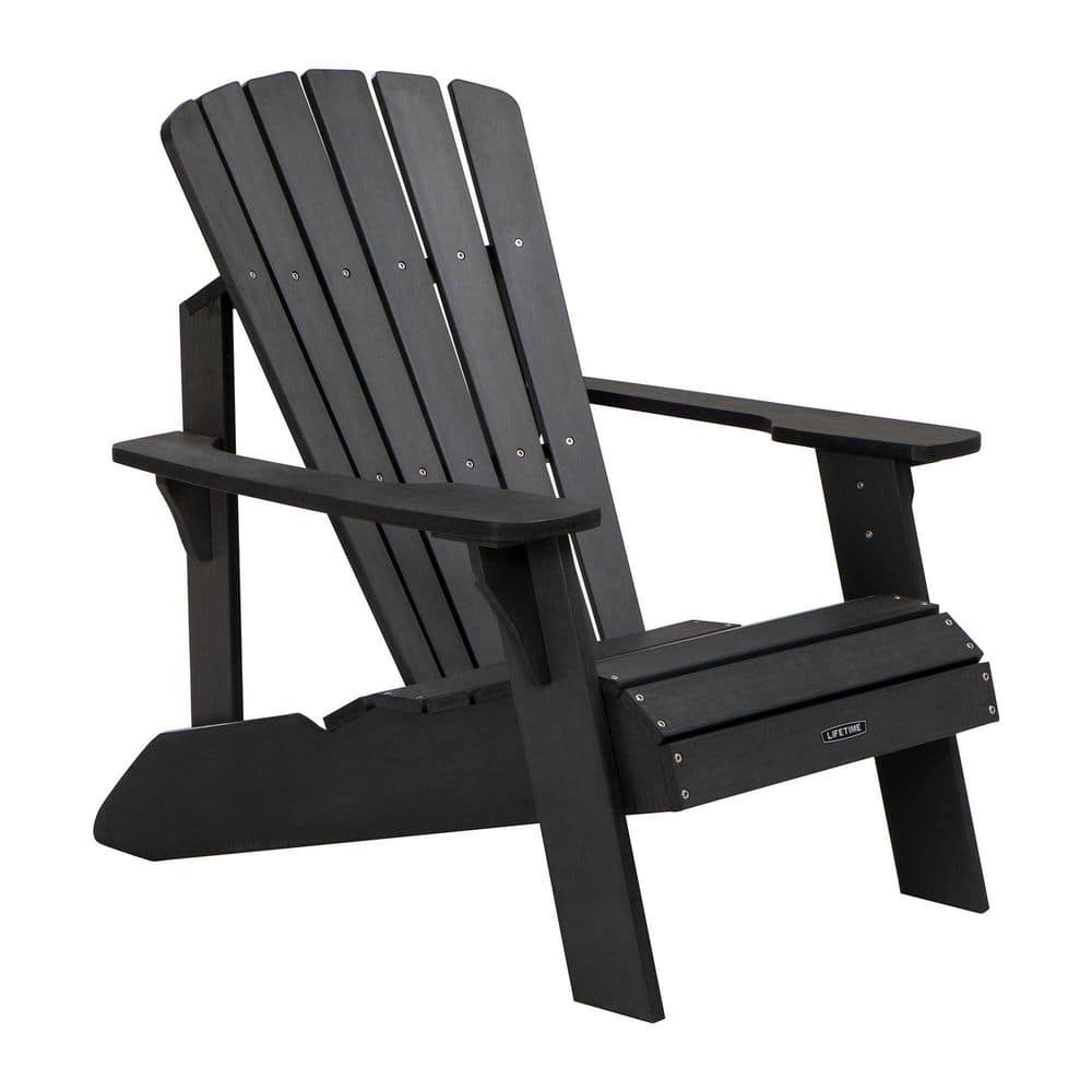 Black Composite Adirondack Chair with Arms and UV Protection