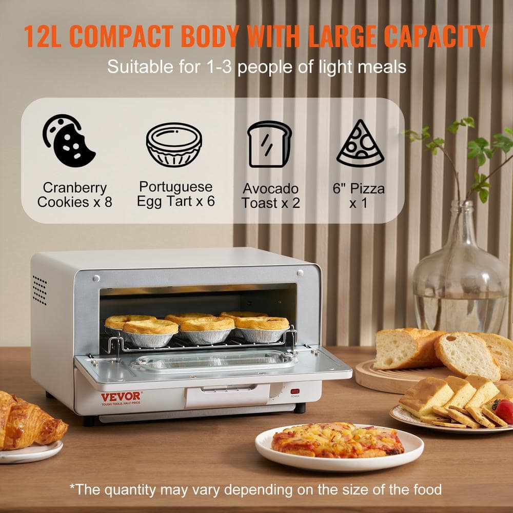 White Compact 12L Steam Convection Toaster Oven