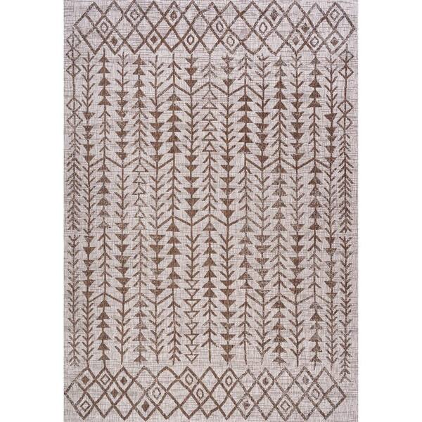 Tokay Bohemian Geometric Beige/Brown 5 ft. x 8 ft. Indoor/Outdoor Area Rug