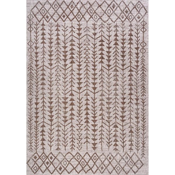 Tokay Bohemian Geometric Beige/Brown 8 ft. x 10 ft. Indoor/Outdoor Area Rug