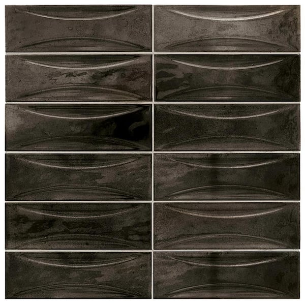 Antiek 2.58 in x 7.9 in Black Ceramic Glossy Wall Tile (40 Cases/215.2 sq. ft. /Pallet)