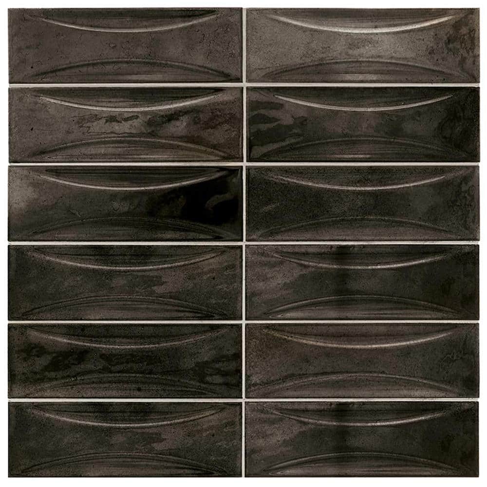 Antiek Black 2.58 in. x 7.9 in. Glossy Ceramic Subway Deco Wall Tile Sample (0.14 Sq. ft./case) (1-pack) price history on PriceWatchPro