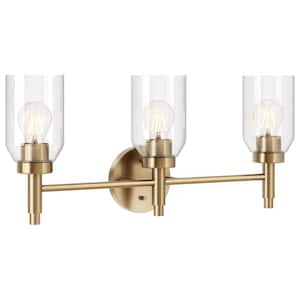 Madden 24 in. 3-Light Champagne Bronze Modern Bathroom Vanity Light with Clear Glass