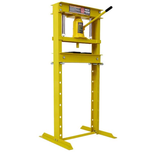 Ami 12 Ton Hydraulic Shop Press H-Frame Garage Floor Press Yellow