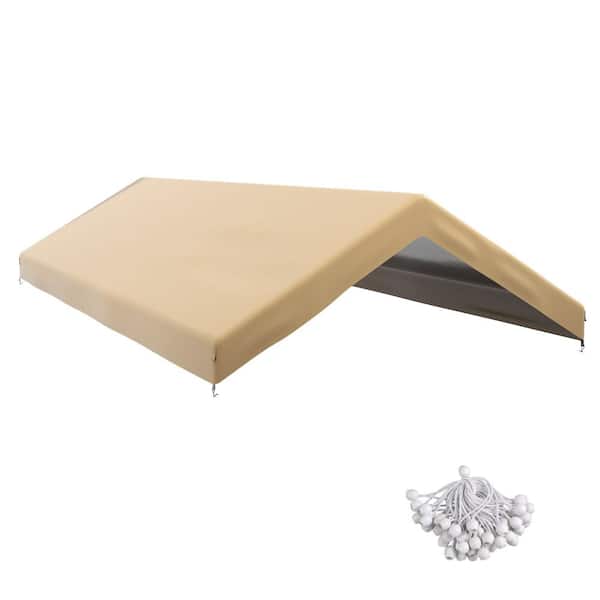 19.7 ft. x 9.7 ft. Carport Replacement Canopy Cover, UV Resistant with Ball Bungee Cords