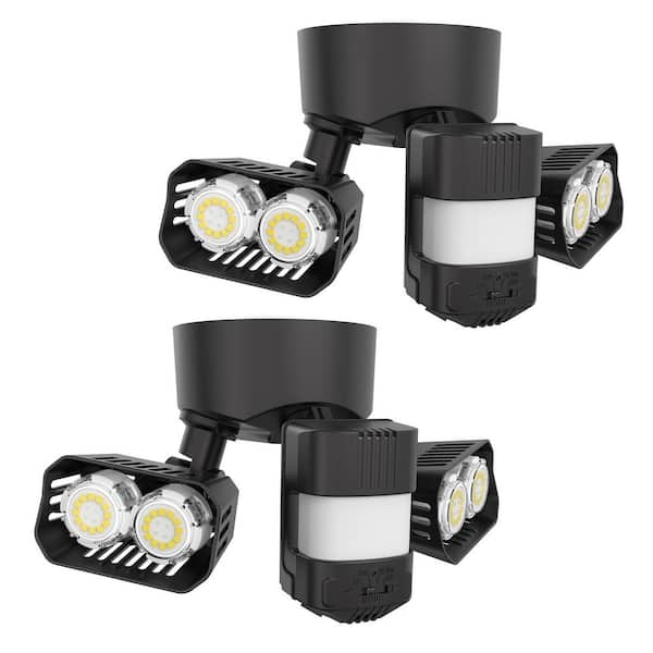 SANSI 28-Watt 180-Degree 3500 Lumen Black Motion Activated Outdoor Integrated LED Dusk to Dawn Flood Light (2-Pack)