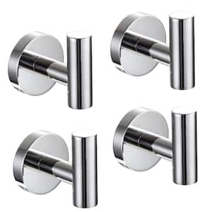 4-Pieces J-Hook Robe/Towel Hook in Stainless Steel Polished Chrome