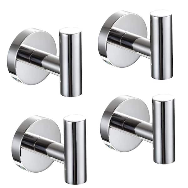 ATKING 4-Pieces J-Hook Robe/Towel Hook in Stainless Steel Polished Chrome