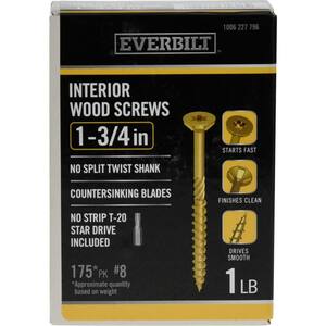 #8 x 1-3/4 in. Star Drive Flat Head Interior Wood Screws (175-Pack)