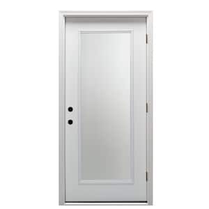 32 in. x 80 in. Severe Weather Left-Hand Full Lite Clear Low-E Glass Classic Primed Fiberglass Prehung Front Door