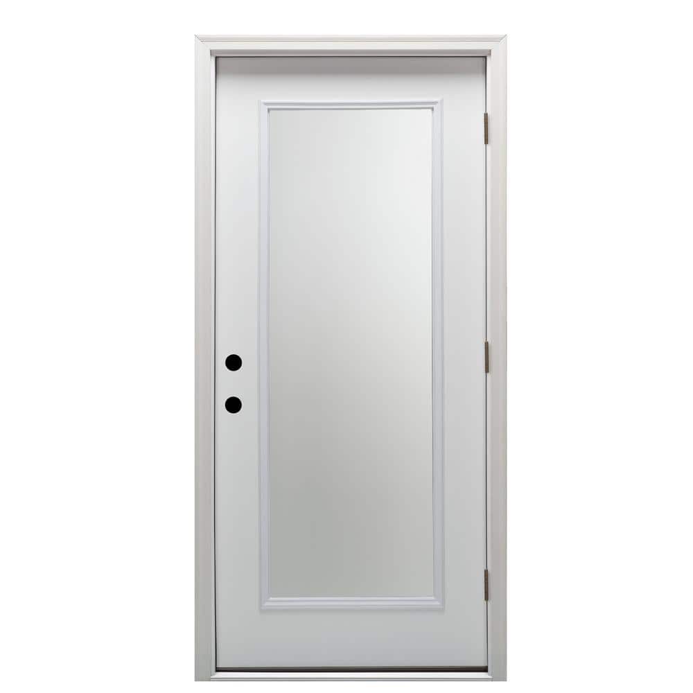 30 in. x 80 in. Classic Left-Hand Outswing Full Lite Clear Low-E Primed Steel Prehung Front Door with Brickmould price history on PriceWatchPro