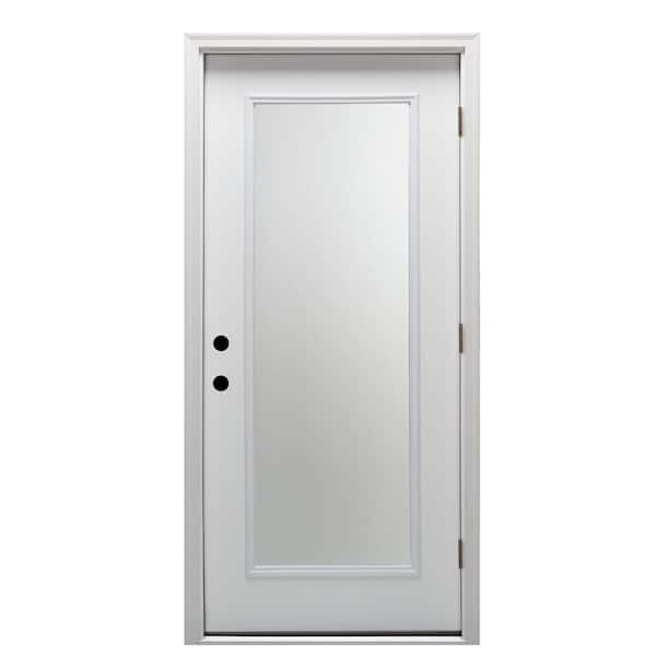 MMI DOOR 32 in. x 80 in. Classic Left-Hand Outswing Full Lite Clear Low-E Primed Steel Prehung Front Door with Brickmould