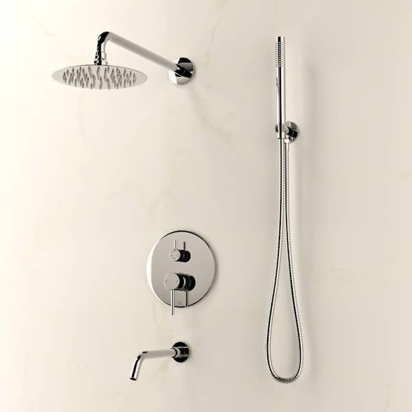 Ivy 1.8 GPM 1-Spray Pattern 8 in. Wall Mount Fixed Shower Head with Hand Sprayer and Tub Filler in Polished Chrome