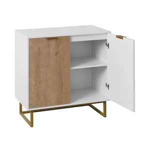 Modern White Particle Board 31.5 in. Buffet Sideboard Cabinet with 2-Doors