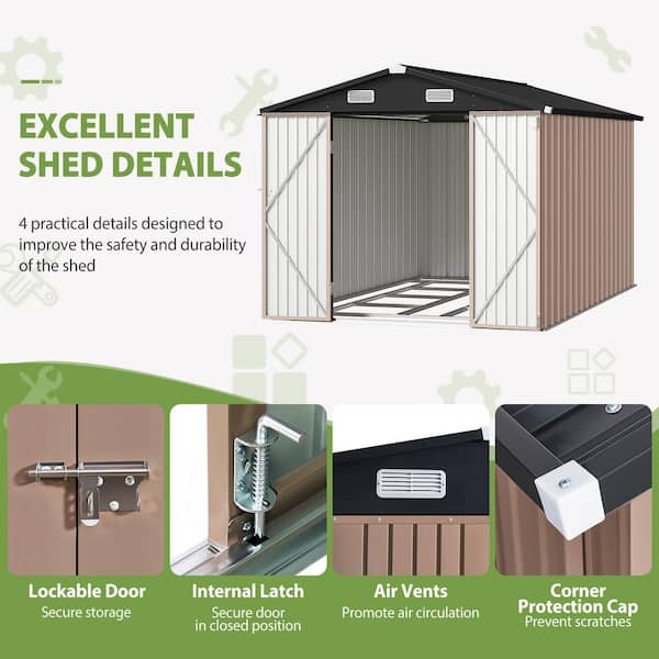 NEIGHBORHOOD PROPERTY OF SRL マット Sizzim 8 ft. W x 12 ft. D Outdoor Storage Metal Shed with