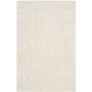 Florida Shag Cream 4 ft. x 6 ft. High-Low Floral Area Rug