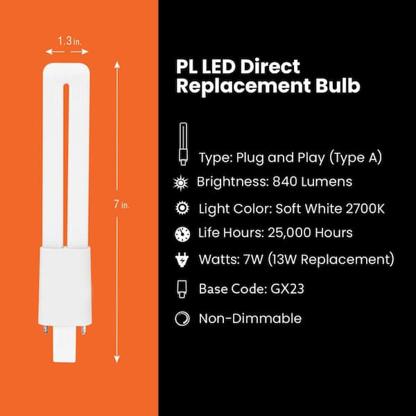 Feit Electric 13-Watt Equivalent PL Twin Tube CFLNI Bi-Pin Plug-In