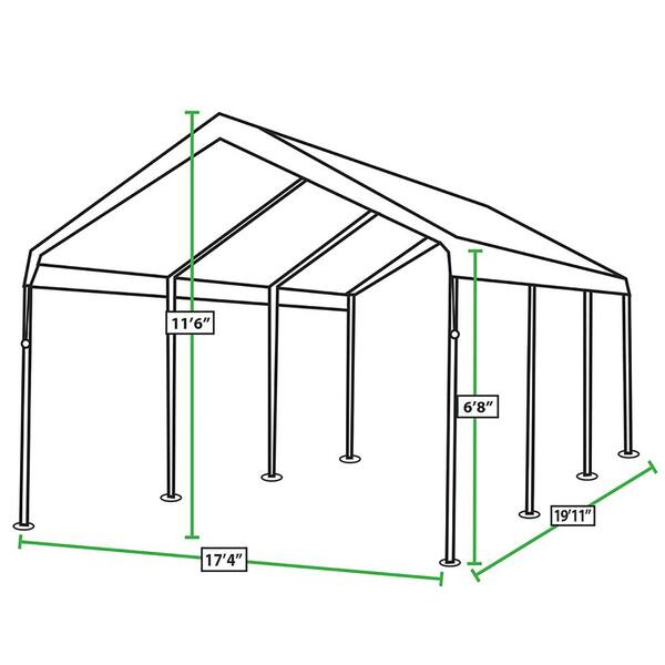 King Canopy Hercules 18 ft. by 20 ft. 2 in. Steel Frame 8 Leg Carport White HC1820PC HC1820PC The Home Depot