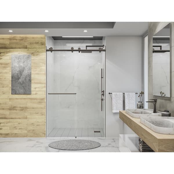 Holcam Eclipse 48 in. W x 74 in. H Frameless Bypass Sliding Shower Door in Oil Rubbed Bronze