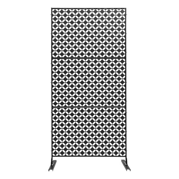 YIYIBYUS 6.2 ft. x 2.9 ft. Black Steel Privacy Screen Freestanding Outdoor/Indoor Adjustable Height Decorative Privacy Screen