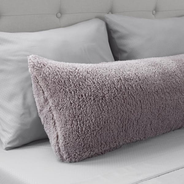 Lavish Home Gray Soft Polyester Sherpa Body Pillow Pillowcase with Zipper  64HD-28-G - The Home Depot